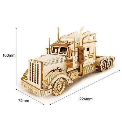 3D Robotime ROKR 1:40 286pcs Classic Mechanical Movable American Heavy Truck Wooden Puzzle - Wooden Puzzle Toys