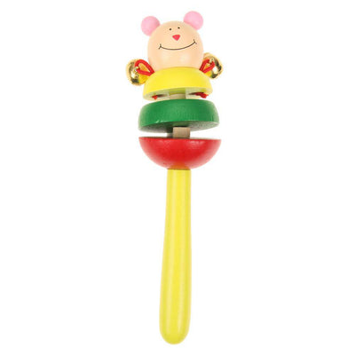 Wooden Cartoon Face Rattle Shaker - Wooden Puzzle Toys