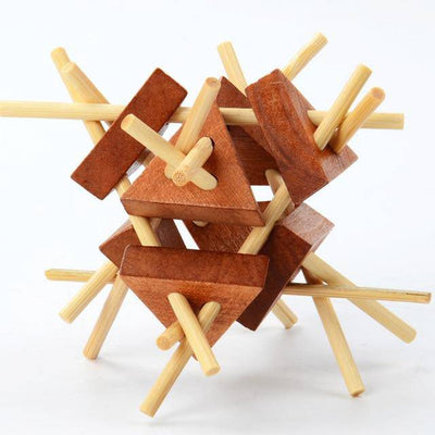3D Wooden Geometric Interlocking Brain Teaser - Wooden Puzzle Toys