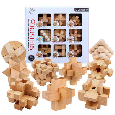 9pcs/set 3D vintage Ming Luban lock wooden puzzle - Wooden Puzzle Toys
