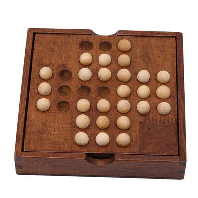 Wooden Solitaire Diamond Single Chess Game - Wooden Puzzle Toys