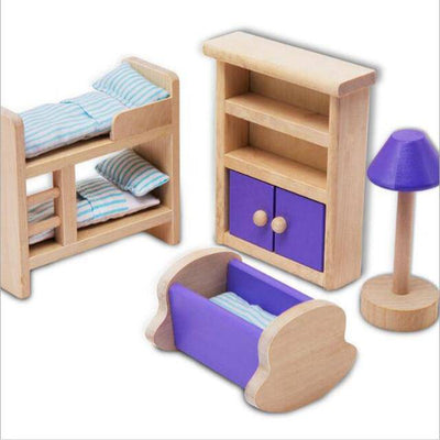 Wooden Dollhouse Furniture and Puppets Sets - Wooden Puzzle Toys