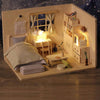 DIY 3D Wooden Bedsitter Dollhouse with Furniture and LED Lights - Wooden Puzzle Toys