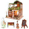 DIY 3D Wooden Cafe Dollhouse with Furniture and LED Lights - Wooden Puzzle Toys