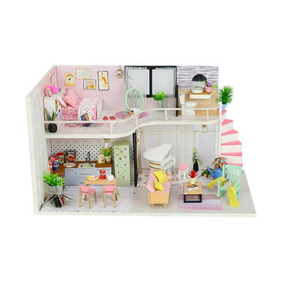 DIY 3D Wooden Cute Dollhouse with Furniture and LED Lights - Wooden Puzzle Toys
