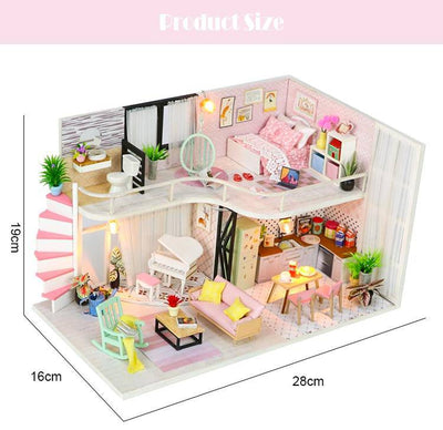DIY 3D Wooden Modern Dollhouse with Furniture and LED Lights - Wooden Puzzle Toys