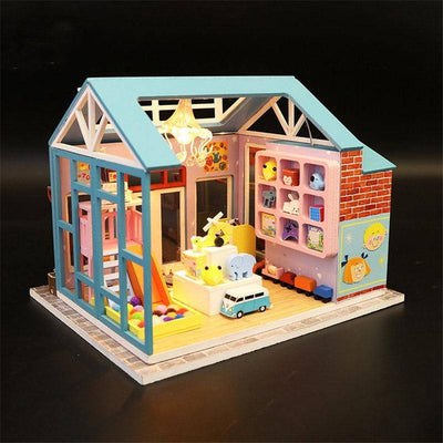 DIY 3D Wooden Store Dollhouse with Furniture and LED Lights - Wooden Puzzle Toys