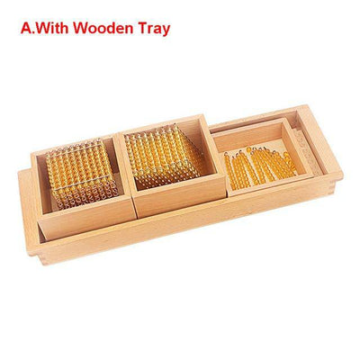 Montessori Math Gold Beads With Box Trays - Wooden Puzzle Toys