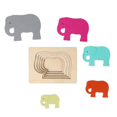 Montessori Material Wooden Children's Sensory Education Toys Cute Animal Multi-layer Puzzle Toy - Wooden Puzzle Toys