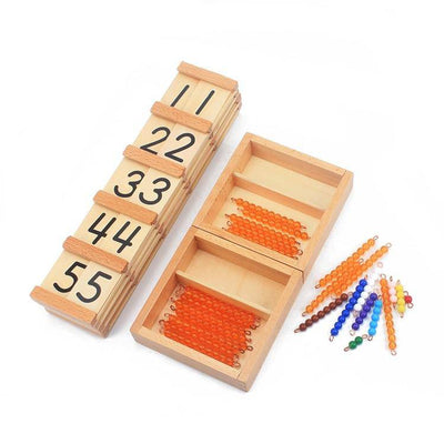 Montessori Material for Single, Teens and Tens Seguin Board with Beads Bars - Wooden Puzzle Toys