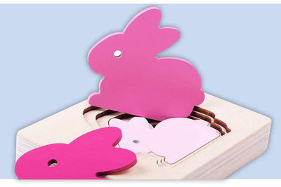 Montessori Material Wooden Children's Sensory Education Toys Cute Animal Multi-layer Puzzle Toy - Wooden Puzzle Toys