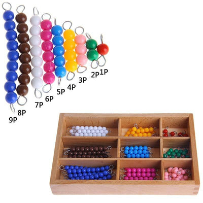 Wooden Box With Mathematics Material 1-9 Beads Bar - Wooden Puzzle Toys