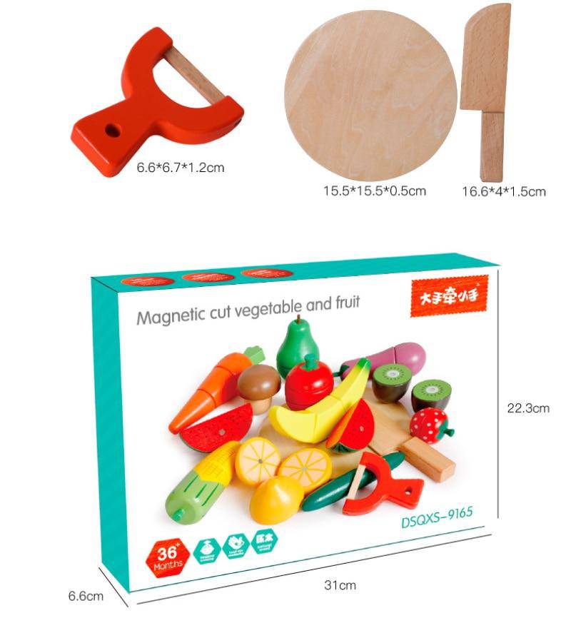 wooden kitchen toy cut vegetable fruit
