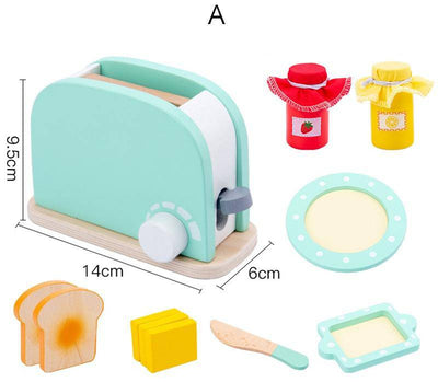 DIY Wooden Toy Pretend Play Simulation Kitchen Coffee Machine Cooking Model Set Educational Toys - Wooden Puzzle Toys