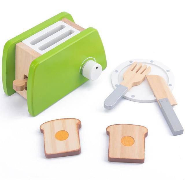 DIY Wooden Toy Pretend Play Simulation Kitchen Coffee Machine Cooking Model  Set Educational Toys