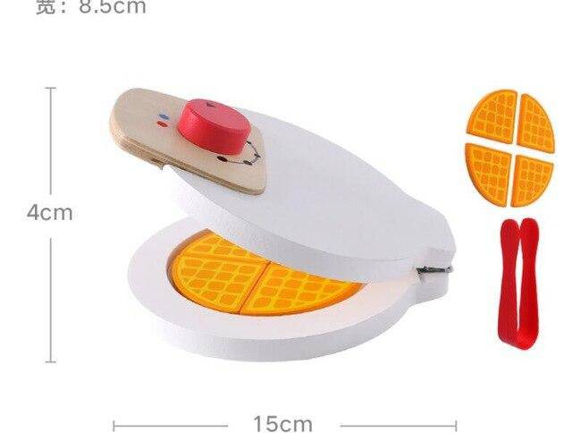 Wooden Waffle Maker for Kids Kitchen Pretend Play Pancake Toy Gift