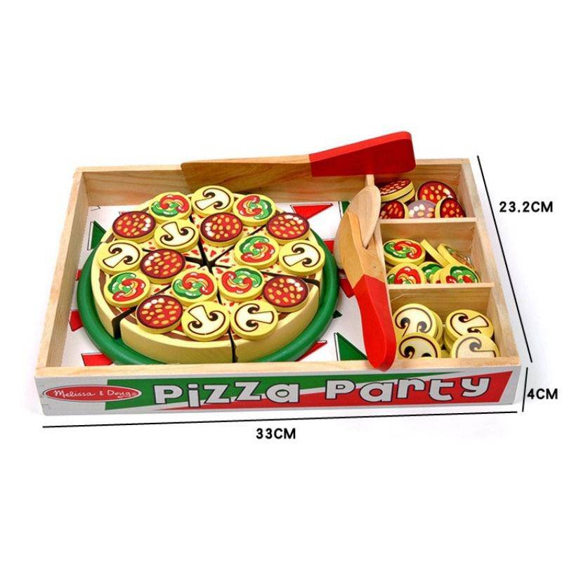 Kids' Wooden Pizza Oven Pretend Play Kitchen Toy With Cutting Food