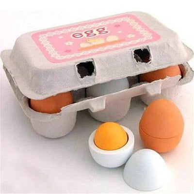 Wooden 6Pcs/Lot Pretend Cooking Play Egg Toy - Wooden Puzzle Toys
