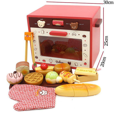 Wooden Kitchen Microwave Oven Toy - Wooden Puzzle Toys