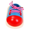 Red/Blue/Pink Wooden Shoe Tying Toy - Wooden Puzzle Toys