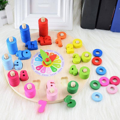 Wooden Clock Counting Toy - Wooden Puzzle Toys