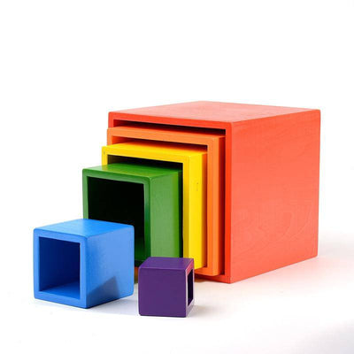 Wooden Large Rainbow Block Toys - Wooden Puzzle Toys
