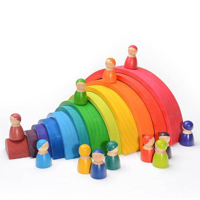 Wooden Large Rainbow Block Toys - Wooden Puzzle Toys