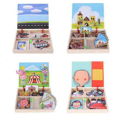 Wooden Magnetic Puzzle Board Cartoon Toy - Wooden Puzzle Toys