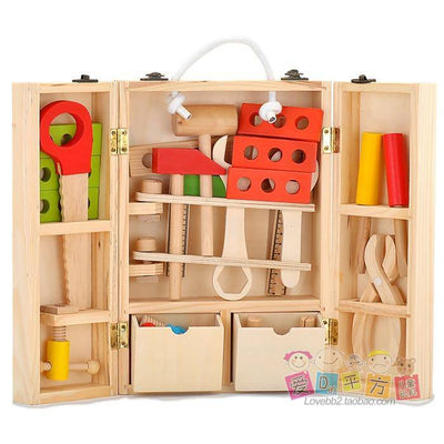 Wooden Simulated Toolbox Toy - Wooden Puzzle Toys
