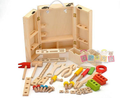 Wooden Simulated Toolbox Toy - Wooden Puzzle Toys