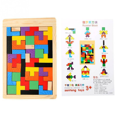 Wooden Tetris Tangram Puzzle - Wooden Puzzle Toys
