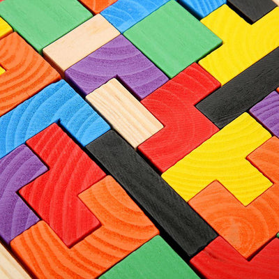 Wooden Tetris Tangram Puzzle - Wooden Puzzle Toys