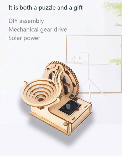 3D DIY Wooden Puzzle Solar Powered Marble Run and Track Coaster Kit - Wooden Puzzle Toys