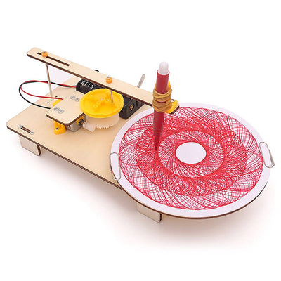 Kids Creative DIY Assembled Wooden Electric Plotter Kit Model Automatic Painting Drawing Robot Science Physics Experiment Toy - Wooden Puzzle Toys