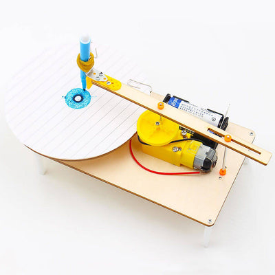 Kids Creative DIY Assembled Wooden Electric Plotter Kit Model Automatic Painting Drawing Robot Science Physics Experiment Toy - Wooden Puzzle Toys
