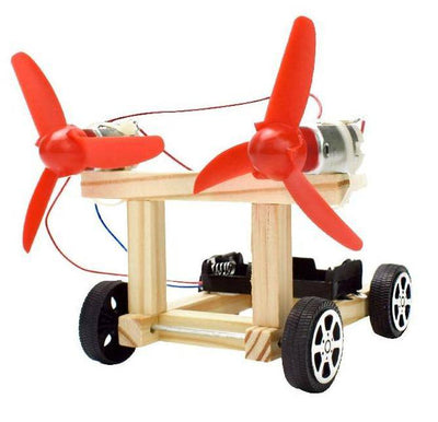 Two-Winged Wind Power Electric Racing Model Kit - Wooden Puzzle Toys