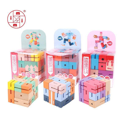 Wood Transforming Robot Toys - Wooden Puzzle Toys