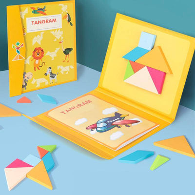 Wooden Colored Math Jigsaw Tangram Puzzle - Wooden Puzzle Toys
