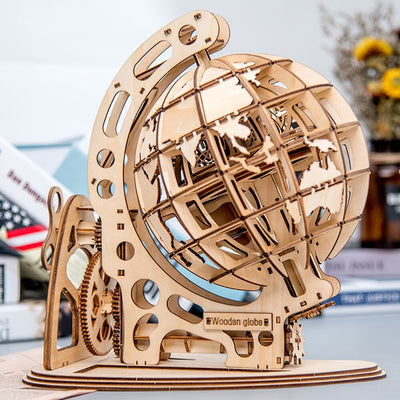 DIY 3D Robotime ROKR Wooden Mechanical Globe Puzzle - Wooden Puzzle Toys