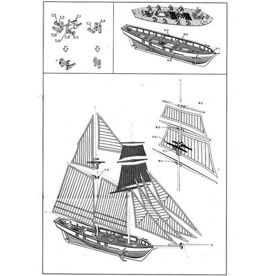 3D Building Model Kit HALCON 1840 Sailboat - Wooden Puzzle Toys