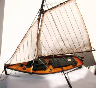 3D DIY One Mast 1:20 Flat-tile Fishing Sailboat Assembling Kit - Wooden Puzzle Toys