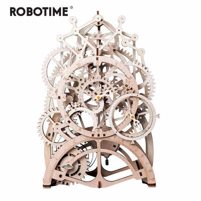 3D DIY Robotime Rokr Model Mechanical Transmission Pendulum Clock - Wooden Puzzle Toys
