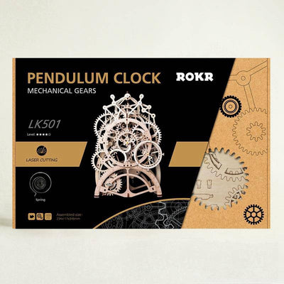 3D DIY Robotime Rokr Model Mechanical Transmission Pendulum Clock - Wooden Puzzle Toys
