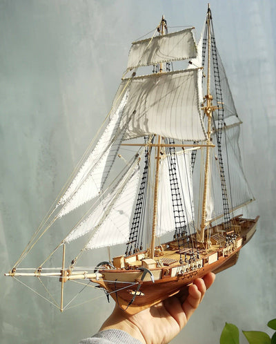3D DIY Two Mast Sailboat model assembly kit scale 1:96 Harvey Sailboat Model Kit - Wooden Puzzle Toys