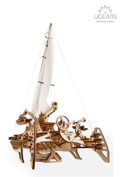3D DIY UGEARS Wooden Mechanical Assembly Puzzle: Merihobus Sailboat - Wooden Puzzle Toys