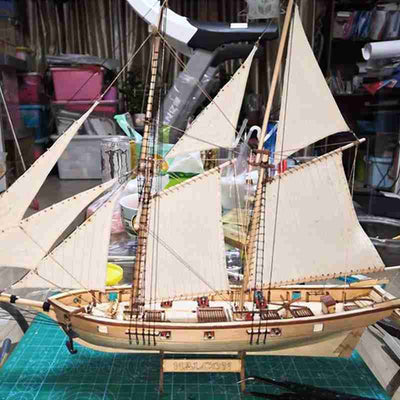 3D DIY Wooden Two Mast Sailboat Assembling Model Kit - Wooden Puzzle Toys