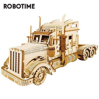 3D Robotime ROKR 1:40 286pcs Classic Mechanical Movable American Heavy Truck Wooden Puzzle - Wooden Puzzle Toys