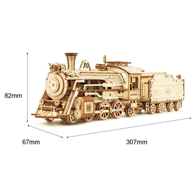 3D Robotime ROKR 1:40 308pcs Classic Mechanical Movable American Steam Train Wooden Puzzle - Wooden Puzzle Toys