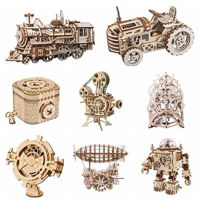 3D Robotime ROKR Model Mechanical Transmission Puzzle Toys: Selection of 8 different puzzles - Wooden Puzzle Toys