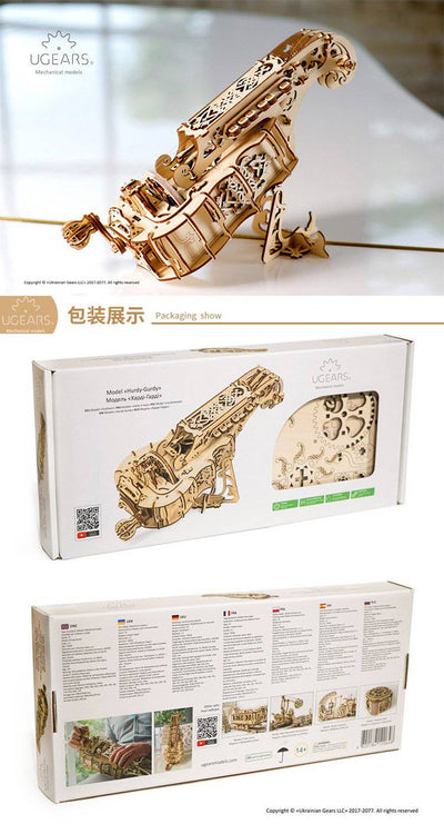 3D Wooden UGEARS HURDY-GURDY Violin Model Puzzle - Wooden Puzzle Toys
